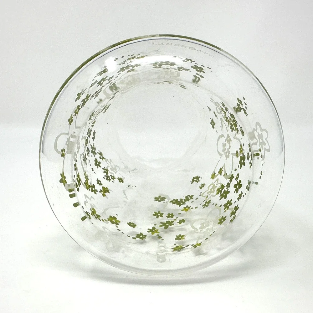 Pyrex Crazy Daisy Spring Blossom Juice Carafe Pitcher w Lid Green & White *Read